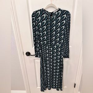 ZARA Green Peacock Sheath Mid Length Work Casual Party Dress Size S